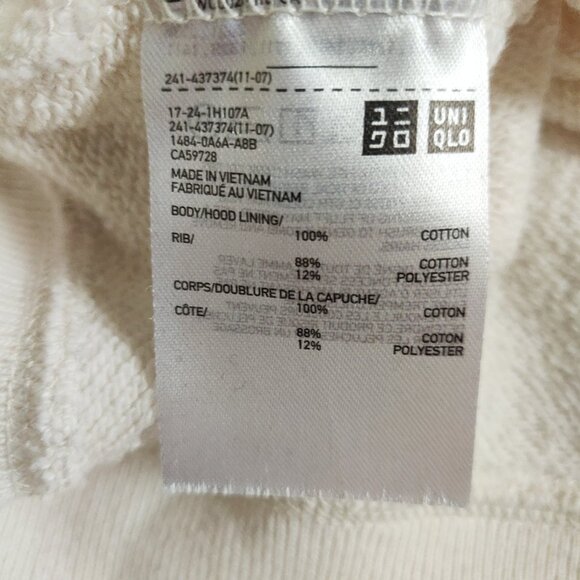 Uniqlo Cream Pullover Sweatshirt - Size S, 88% Cotton, Long Sleeve Hoodie - Picture 5 of 7